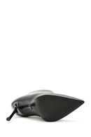 Women's Black Zippered Thin Heeled Leather Boots | Derimod Women's Black Zippered Thin Heeled Leather Boots | Derimod