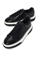 Erkek Siyah Bağcıklı Kalın Tabanlı Deri Sneaker | Derimod Erkek Siyah Bağcıklı Kalın Tabanlı Deri Sneaker | Derimod