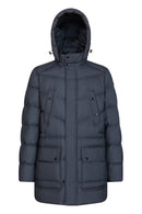 Geox Men's Gray Sandford Hooded Long Coat | Derimod Geox Men's Gray Sandford Hooded Long Coat | Derimod