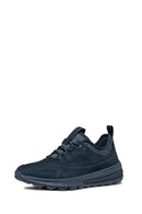 Geox Men's Navy Spherica Active Lace-Up Leather Sneaker | Derimod Geox Men's Navy Spherica Active Lace-Up Leather Sneaker | Derimod