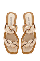 Women's Gold Braided Patterned Slippers | Derimod Women's Gold Braided Patterned Slippers | Derimod