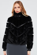 Melrose Women's Black Teddy Leather Jacket | Derimod Melrose Women's Black Teddy Leather Jacket | Derimod