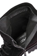Women's Black Zippered Suede Leather Combat Boots | Derimod Women's Black Zippered Suede Leather Combat Boots | Derimod