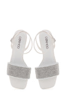 Kadın Beyaz Taşlı Topuklu Sandalet | Derimod