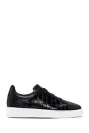 Men's Black Crocodile Leather Sneaker | Derimod Men's Black Crocodile Leather Sneaker | Derimod
