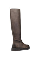 Geox Women's Brown Serilda Zippered Leather Boots | Derimod Geox Women's Brown Serilda Zippered Leather Boots | Derimod