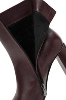 Kadın Bordo Fermuarlı Kalın Yüksek Topuklu Deri Bot | Derimod Kadın Bordo Fermuarlı Kalın Yüksek Topuklu Deri Bot | Derimod