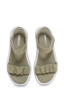Kadın Yeşil Deri Comfort Sandalet | Derimod
