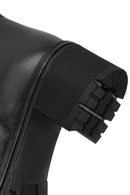 Woman Black Zip Closure Short Thick-Heeled Leather Boots | Derimod Woman Black Zip Closure Short Thick-Heeled Leather Boots | Derimod
