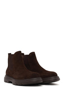 Male Brown Thick-Soled Suede Casual Chelsea Boots | Derimod Male Brown Thick-Soled Suede Casual Chelsea Boots | Derimod