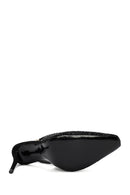 Kadın Siyah Taşlı Arkası Açık Topuklu Deri Ayakkabı | Derimod Kadın Siyah Taşlı Arkası Açık Topuklu Deri Ayakkabı | Derimod