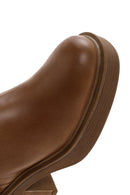 Women's Tan Zippered Thick Heeled Leather Boots | Derimod Women's Tan Zippered Thick Heeled Leather Boots | Derimod