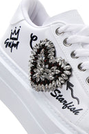 Women's White Stone Sneaker | Derimod Women's White Stone Sneaker | Derimod