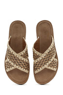 Women's Beige Braided Straw Slippers | Derimod Women's Beige Braided Straw Slippers | Derimod