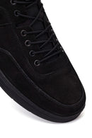 Erkek Siyah Bağcıklı Kalın Tabanlı Nubuk Deri Casual Sneaker | Derimod Erkek Siyah Bağcıklı Kalın Tabanlı Nubuk Deri Casual Sneaker | Derimod