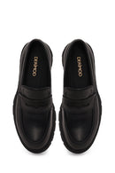 Kadın Siyah Kalın Tabanlı Deri Maskülen Loafer | Derimod Kadın Siyah Kalın Tabanlı Deri Maskülen Loafer | Derimod