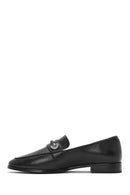 Women's Black Buckled Leather Masculine Loafer | Derimod Women's Black Buckled Leather Masculine Loafer | Derimod