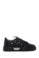 Men's Black Lace-Up Quilted Leather Casual Sneaker | Derimod Men's Black Lace-Up Quilted Leather Casual Sneaker | Derimod