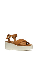 Geox Kadın Taba D Xand 2.2S A - Suede Bilekten Tokalı Dolgu Topuklu Deri Sandalet | Derimod Geox Kadın Taba D Xand 2.2S A - Suede Bilekten Tokalı Dolgu Topuklu Deri Sandalet | Derimod