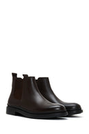 Men's Brown Leather Casual Chelsea Flat Boots | Derimod Men's Brown Leather Casual Chelsea Flat Boots | Derimod