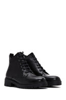 Woman Black Zip Closure Casual Leather Boots | Derimod Woman Black Zip Closure Casual Leather Boots | Derimod