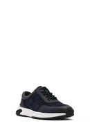 Men's Navy Blue Thick Sole Lace-Up Suede Leather Sneakers | Derimod Men's Navy Blue Thick Sole Lace-Up Suede Leather Sneakers | Derimod