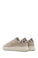 Women's Beige Lace-Up Suede Leather Sneaker | Derimod Women's Beige Lace-Up Suede Leather Sneaker | Derimod