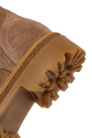 Woman Mink Zip Closure Charm Detailed Thick Sole Suede Combat Boots | Derimod Woman Mink Zip Closure Charm Detailed Thick Sole Suede Combat Boots | Derimod