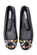 Women's Leather Stone Ballerinas | Derimod Women's Leather Stone Ballerinas | Derimod