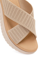 Women's Beige Thick-Soled Fabric Comfort Slippers | Derimod Women's Beige Thick-Soled Fabric Comfort Slippers | Derimod