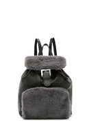 Kadın Gri Peluş Detaylı Sırt Çantası | Derimod Kadın Gri Peluş Detaylı Sırt Çantası | Derimod