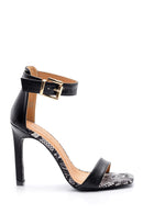 Women's Snakeskin Patterned Heeled Sandals | Derimod Women's Snakeskin Patterned Heeled Sandals | Derimod
