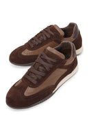 Woman Brown Lace-up Suede Leather Sneaker | Derimod Woman Brown Lace-up Suede Leather Sneaker | Derimod