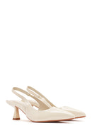 Women's Cream Open Back Thin Heeled Shoes | Derimod Women's Cream Open Back Thin Heeled Shoes | Derimod