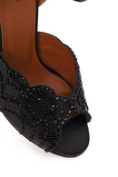 Woman Black Ankle Buckle Rhinestone Thin High Heel Leather Sandal | Derimod Woman Black Ankle Buckle Rhinestone Thin High Heel Leather Sandal | Derimod
