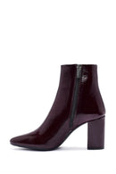 Derimod Gritti Woman Burgundy Zip Closure Thick-Heeled Patent Leather Leather Boots | Derimod Derimod Gritti Woman Burgundy Zip Closure Thick-Heeled Patent Leather Leather Boots | Derimod