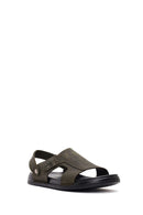 Male Khaki Nubuck Leather Sandals | Derimod Male Khaki Nubuck Leather Sandals | Derimod