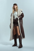 Colorado Women's Brown Double Breasted Teddy Coat | Derimod Colorado Women's Brown Double Breasted Teddy Coat | Derimod