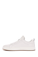 Erkek Beyaz Bağcıklı Deri Sneaker | Derimod Erkek Beyaz Bağcıklı Deri Sneaker | Derimod
