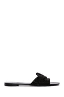 Women's Black Stone Slippers | Derimod Women's Black Stone Slippers | Derimod