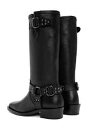 Women's Black Buckle Detailed Leather Cowboy Boots | Derimod Women's Black Buckle Detailed Leather Cowboy Boots | Derimod