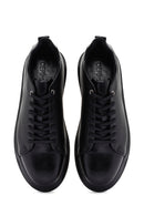 Erkek Siyah Bağcıklı Deri Sneaker | Derimod Erkek Siyah Bağcıklı Deri Sneaker | Derimod