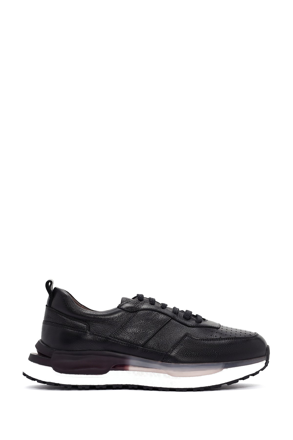 Erkek Siyah Bağcıklı Kalın Tabanlı Deri Casual Sneaker 24SFD6508FT | Derimod