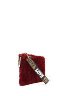 Women's Claret Red Long Strap Plush Clutch Bag | Derimod Women's Claret Red Long Strap Plush Clutch Bag | Derimod