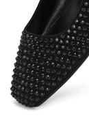 Women's Black Stone Leather Ballerinas | Derimod Women's Black Stone Leather Ballerinas | Derimod