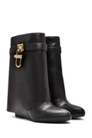 Woman Black Wedge Heel Boots | Derimod Woman Black Wedge Heel Boots | Derimod