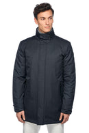 Geox Men's Navy Blue M Dolomia Zippered Long Coat | Derimod Geox Men's Navy Blue M Dolomia Zippered Long Coat | Derimod