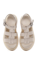 Women's Beige Ankle Strap Leather Comfort Sandals | Derimod Women's Beige Ankle Strap Leather Comfort Sandals | Derimod