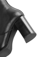 Women's Black Zippered Thick Heeled Leather Boots | Derimod Women's Black Zippered Thick Heeled Leather Boots | Derimod