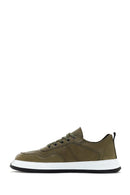 Men's Khaki Lace-up Leather Sneaker | Derimod Men's Khaki Lace-up Leather Sneaker | Derimod